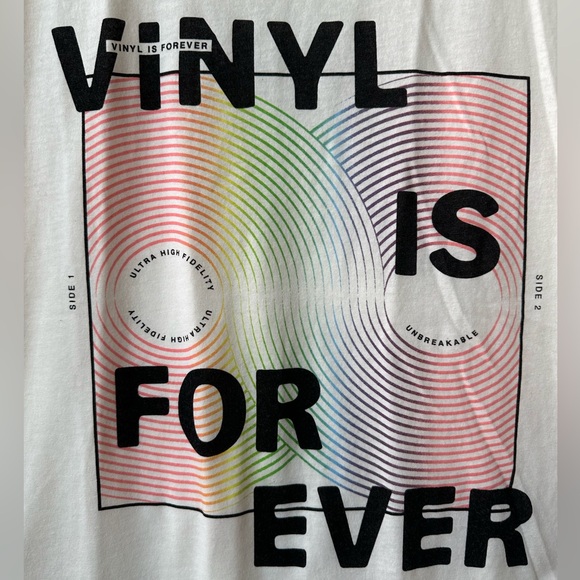 CHASER - Vinyl is Forever - Short Sleeve Crew Neck Graphic T-Shirt - Cream - XS - Picture 5 of 8